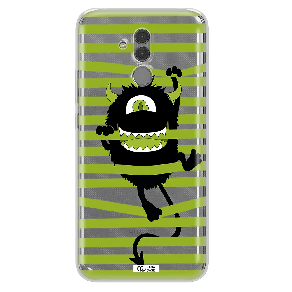 a black monster with horns and green stripes Huawei Mate 20 Lite Clear TPU Case