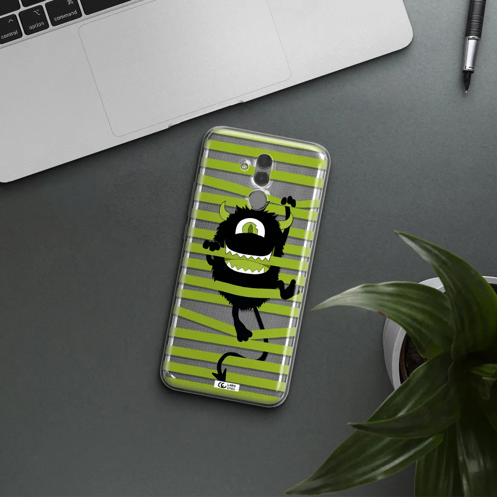 a black monster with horns and green stripes Huawei Mate 20 Lite Clear TPU Case