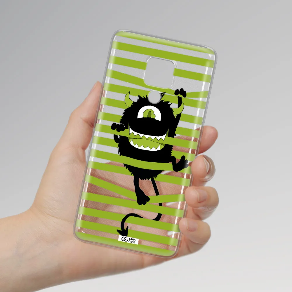 a black monster with horns and green stripes Huawei Mate 20X Clear TPU Case