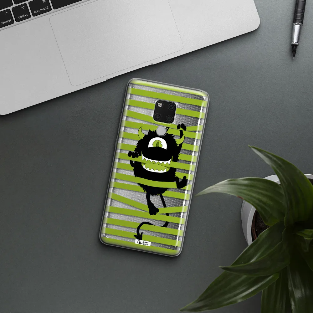 a black monster with horns and green stripes Huawei Mate 20X Clear TPU Case