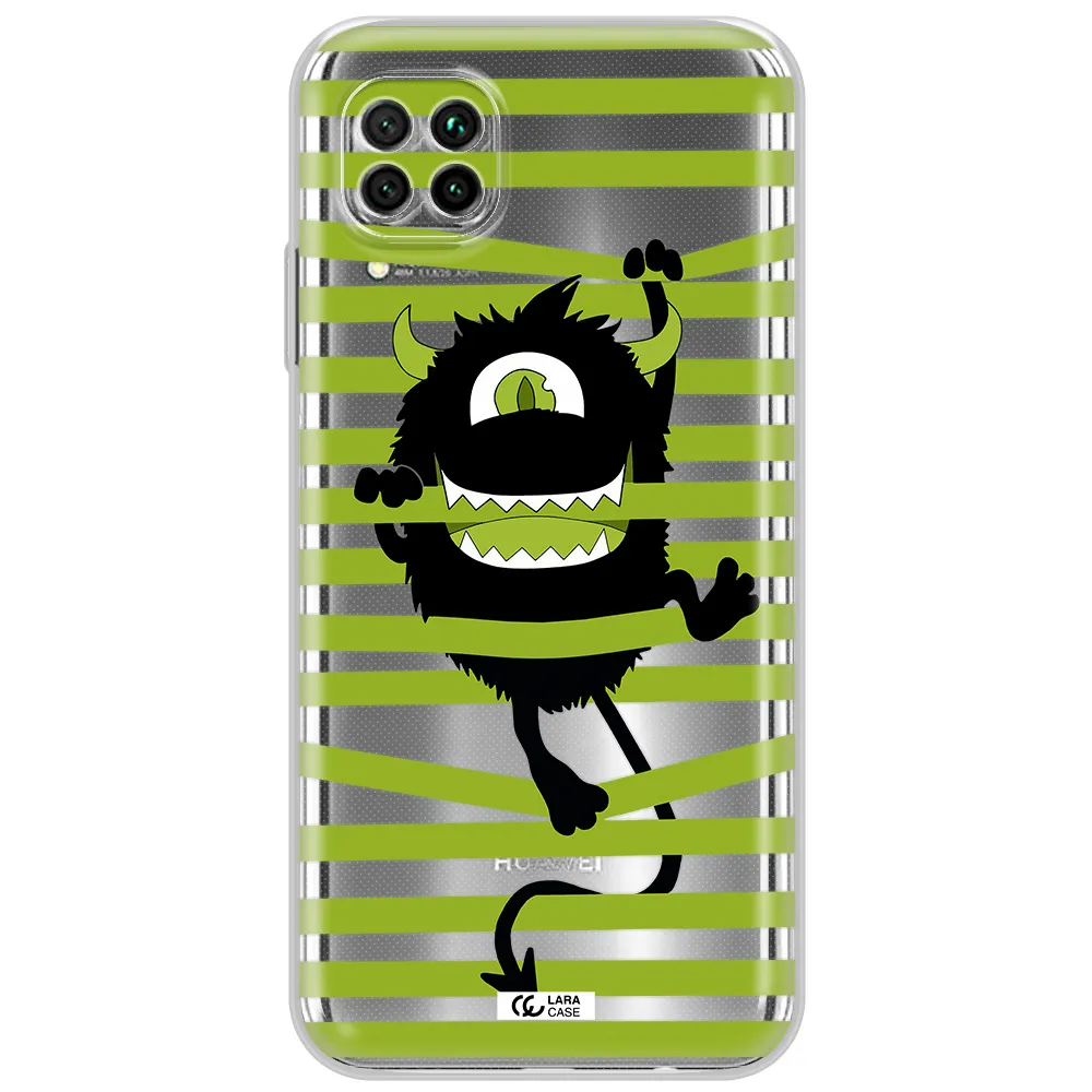 A Black Monster With Horns And Green Stripes Huawei Nova 7I Clear Tpu Case