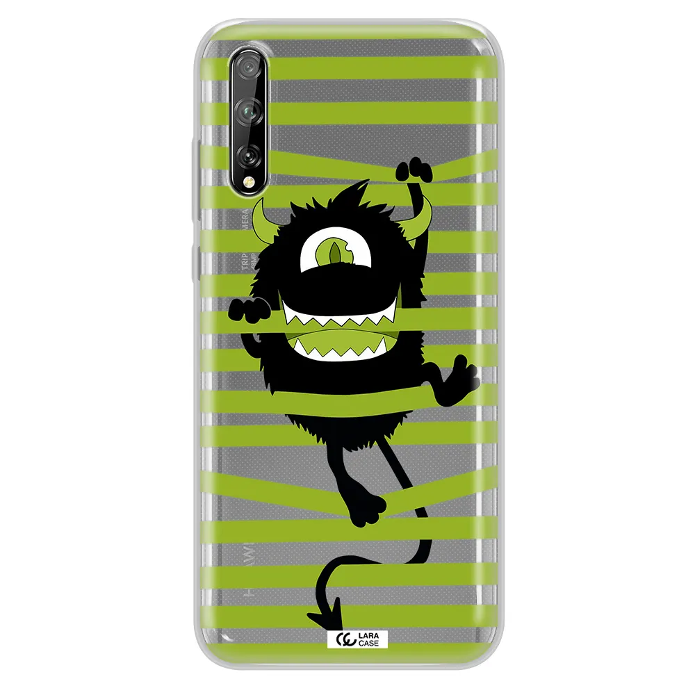 a black monster with horns and green stripes Huawei P Smart S Clear TPU Case