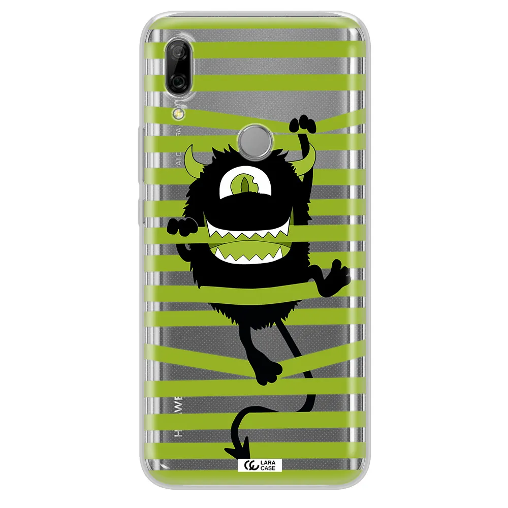 a black monster with horns and green stripes Huawei P Smart Z Clear TPU Case