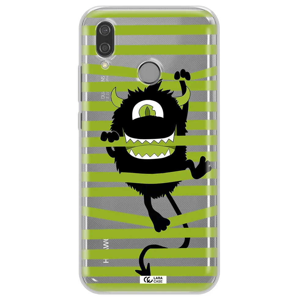 a black monster with horns and green stripes Huawei P20 Lite Clear TPU Case