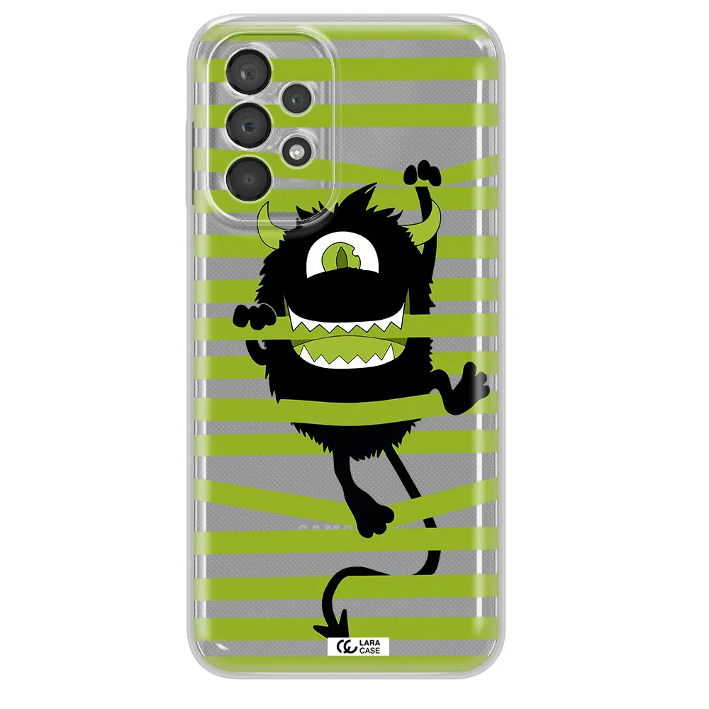 A Black Monster With Horns And Green Stripes Samsung A23 5G Clear Tpu Case