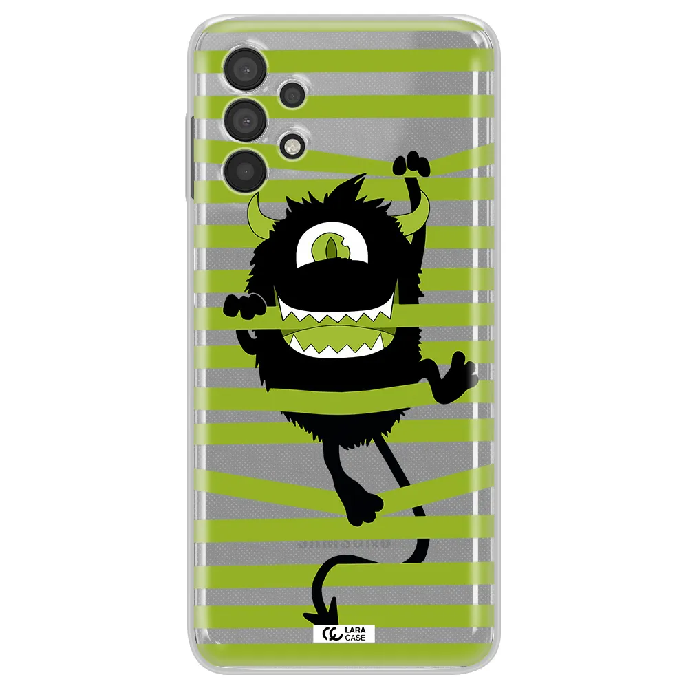 A Black Monster With Horns And Green Stripes Samsung A32 4G Clear Tpu Case