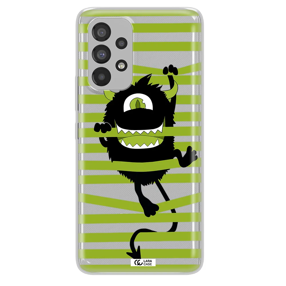 a black monster with horns and green stripes Samsung A53 Clear TPU Case