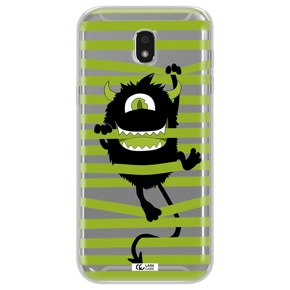 a black monster with horns and green stripes Samsung J5 2017 Clear TPU Case