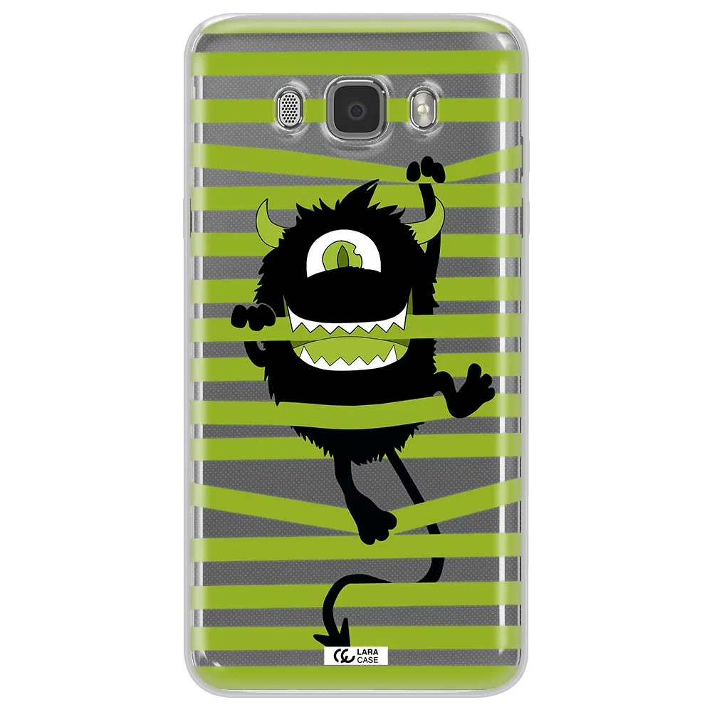 a black monster with horns and green stripes Samsung J7 2016 Clear TPU Case
