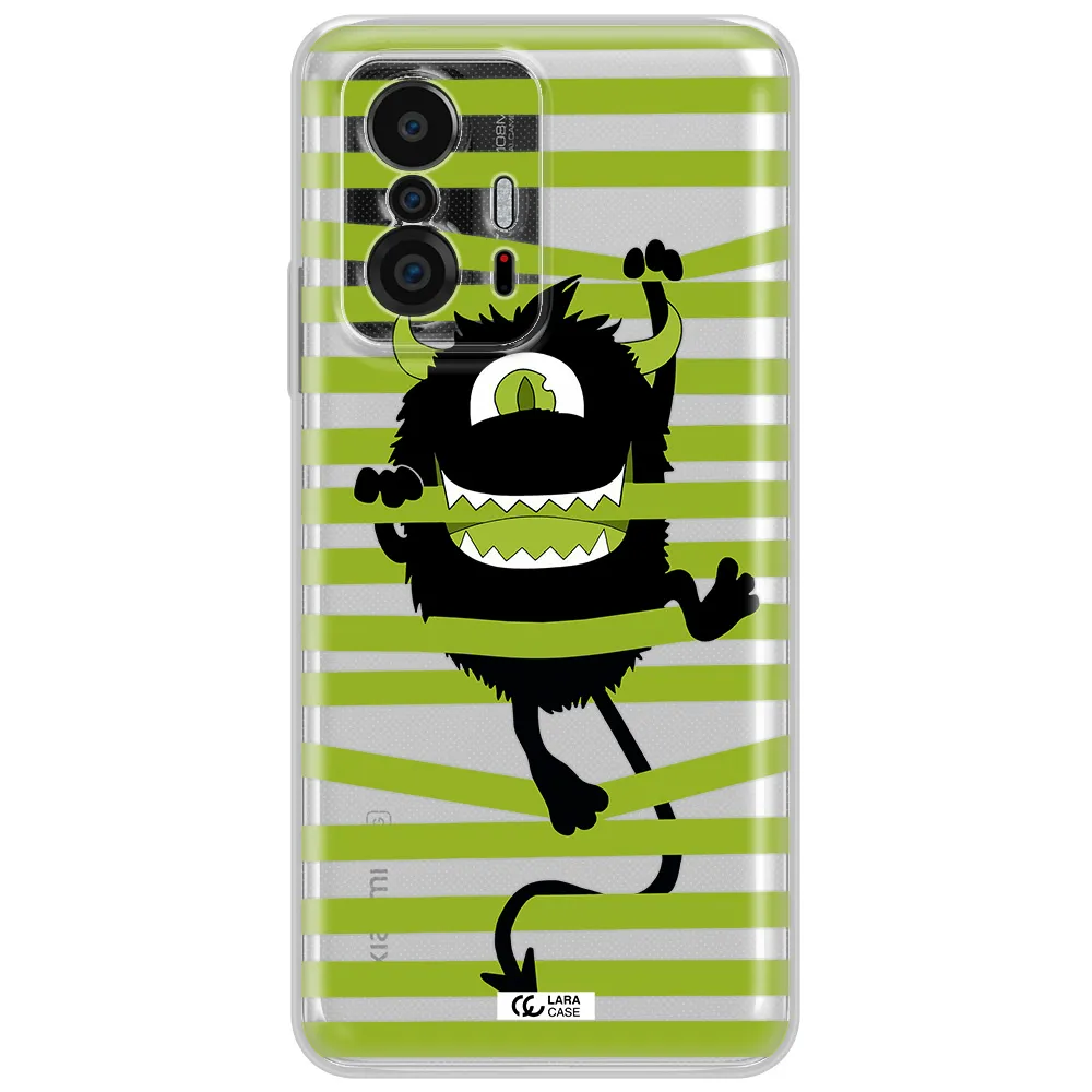 A Black Monster With Horns And Green Stripes Xiaomi 11T Clear Tpu Case