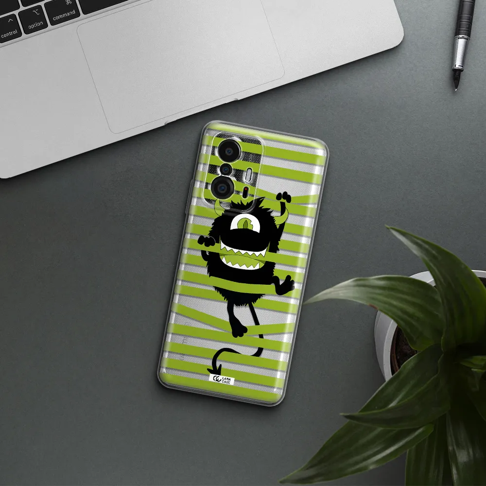 A Black Monster With Horns And Green Stripes Xiaomi 11T Clear Tpu Case