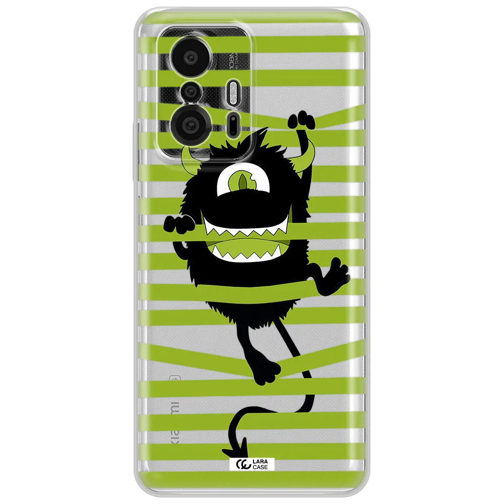 A Black Monster With Horns And Green Stripes Xiaomi 11T Pro Clear Tpu Case