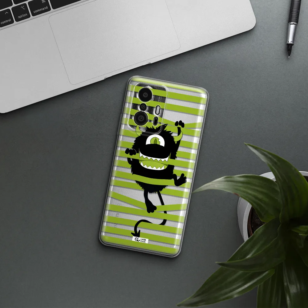 A Black Monster With Horns And Green Stripes Xiaomi 11T Pro Clear Tpu Case
