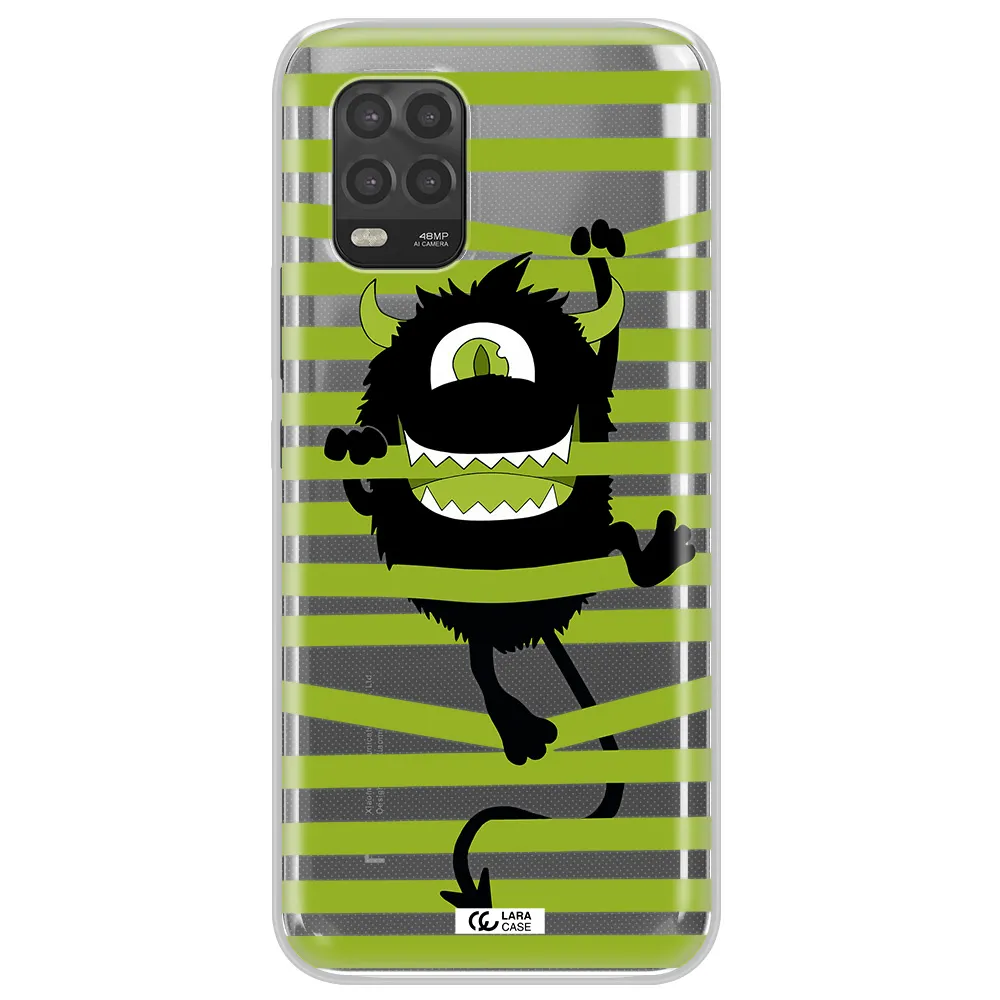 a black monster with horns and green stripes Xiaomi Mi 10 Lite Clear TPU Case