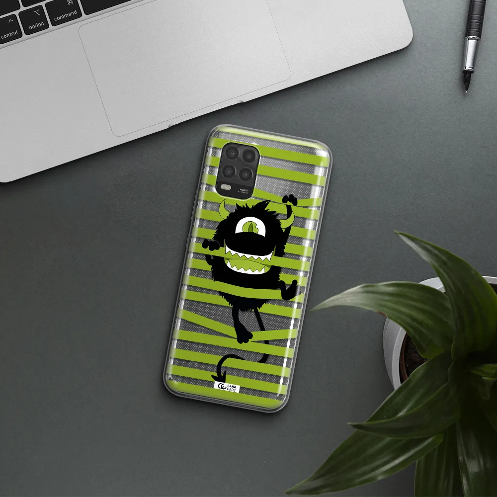 a black monster with horns and green stripes Xiaomi Mi 10 Lite Clear TPU Case