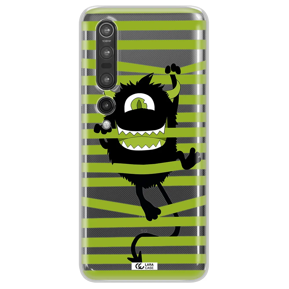 a black monster with horns and green stripes Xiaomi Mi 10 Pro Clear TPU Case