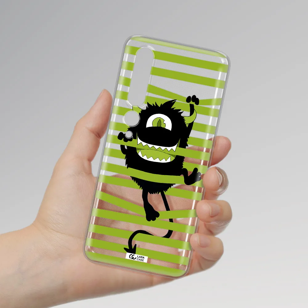a black monster with horns and green stripes Xiaomi Mi 10 Pro Clear TPU Case