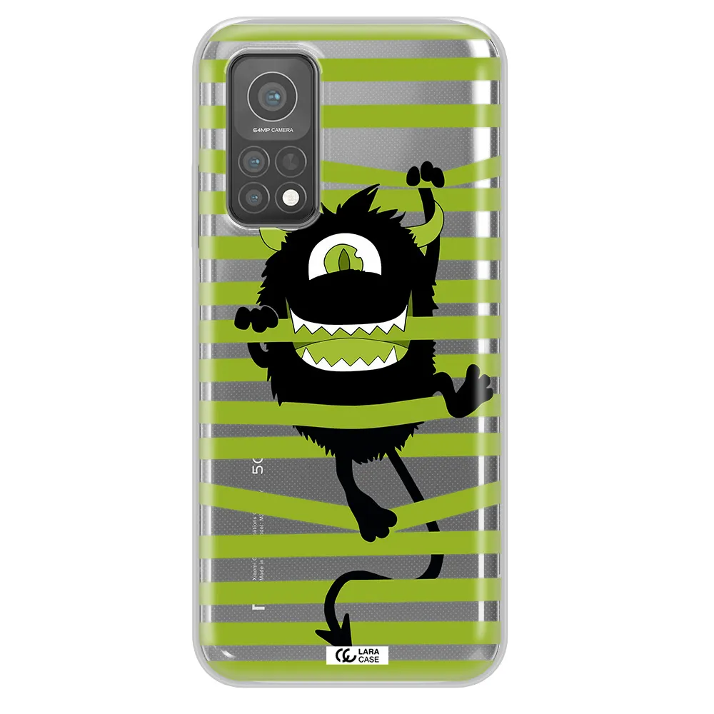 a black monster with horns and green stripes Xiaomi Mi 10 T Pro Clear TPU Case