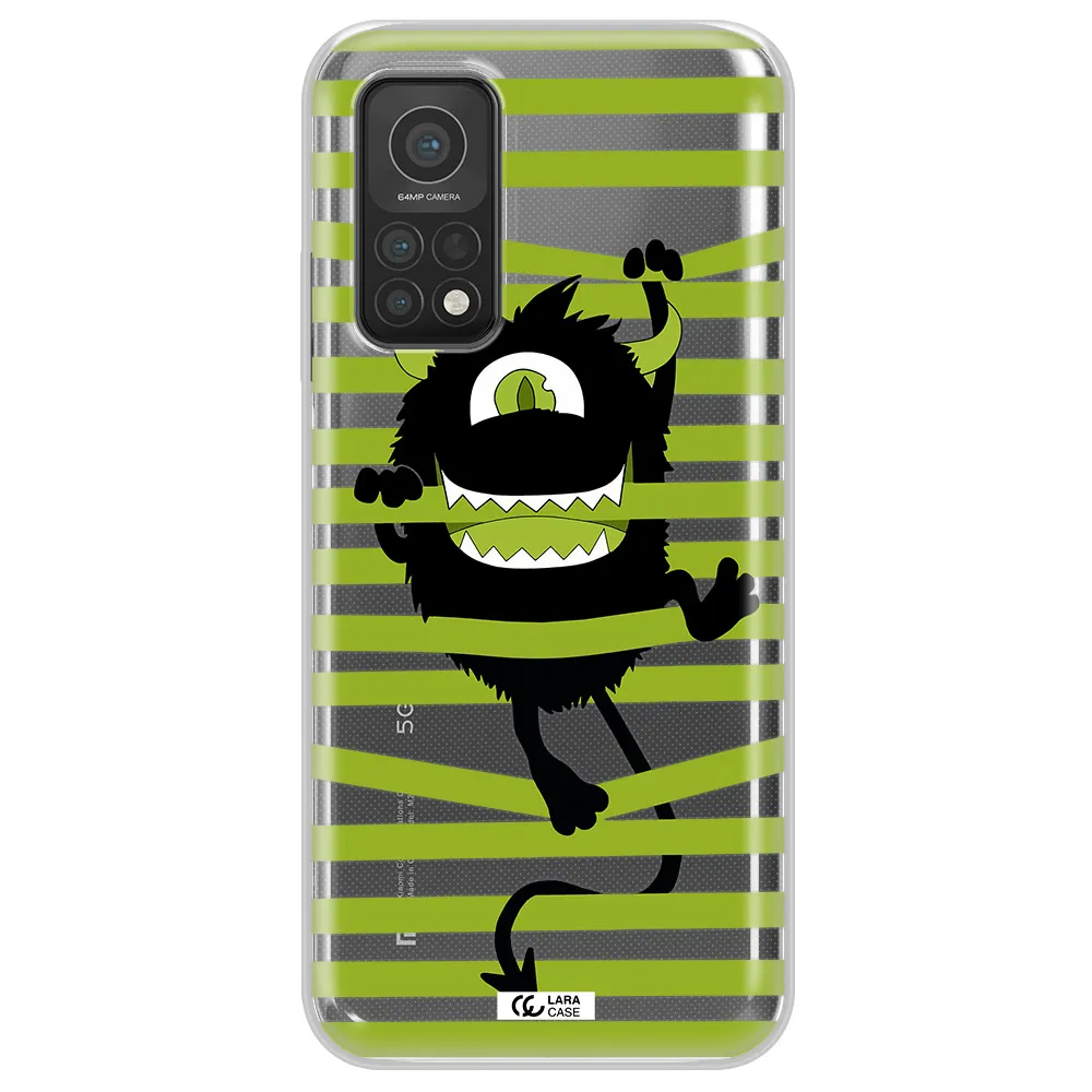 a black monster with horns and green stripes Xiaomi Mi 10T Clear TPU Case