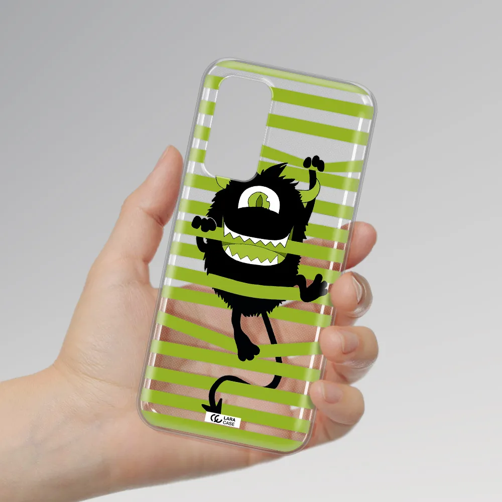a black monster with horns and green stripes Xiaomi Mi 10T Clear TPU Case