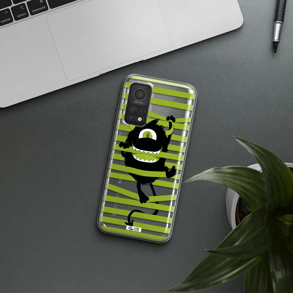 a black monster with horns and green stripes Xiaomi Mi 10T Clear TPU Case