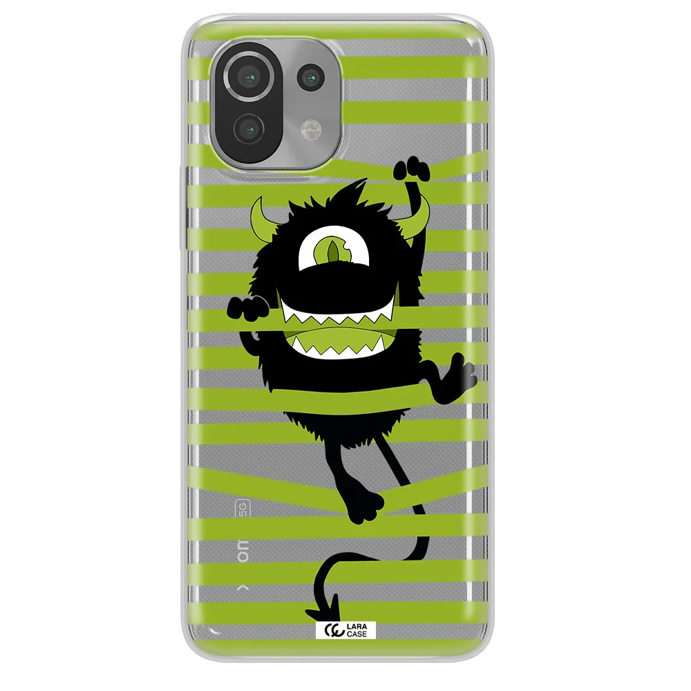a black monster with horns and green stripes Xiaomi Mi 11 Lite Clear TPU Case
