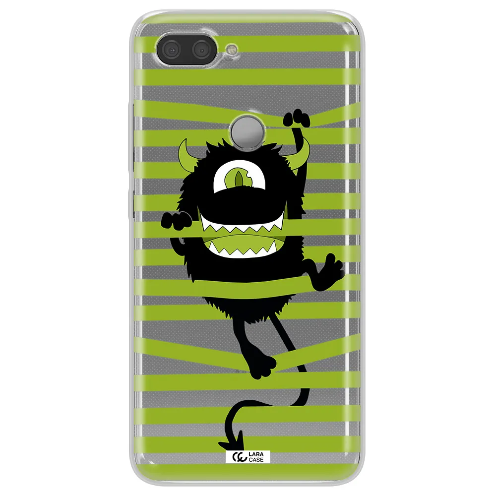 a black monster with horns and green stripes Xiaomi Mi 8 Lite Clear TPU Case