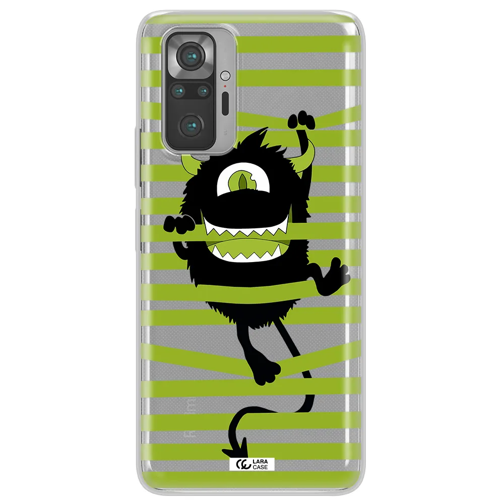 a black monster with horns and green stripes Xiaomi Note 10 Pro Clear TPU Case