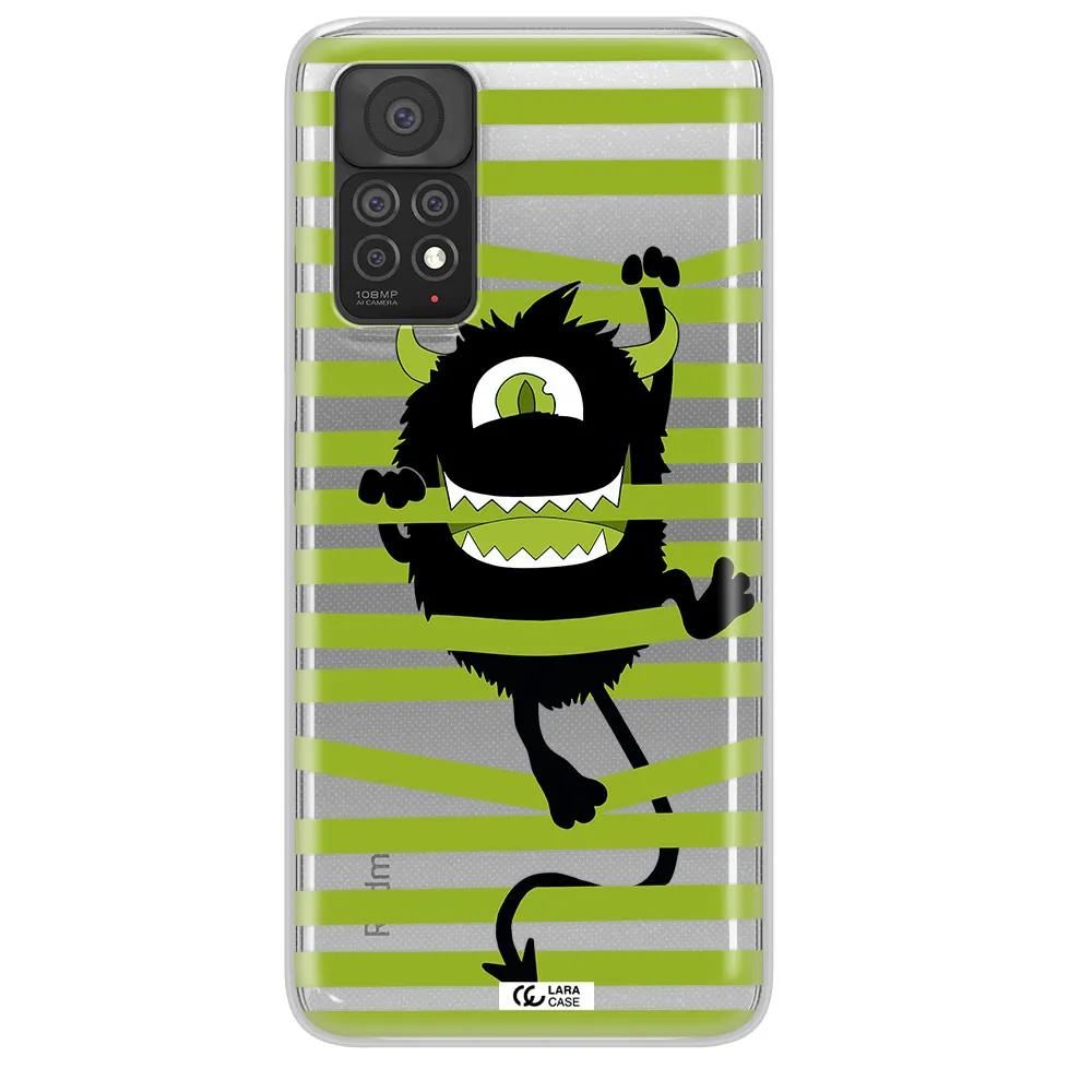 a black monster with horns and green stripes Xiaomi Note 11 Pro Clear TPU Case