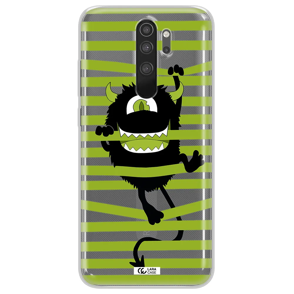 a black monster with horns and green stripes Xiaomi Note 8 Pro Clear TPU Case