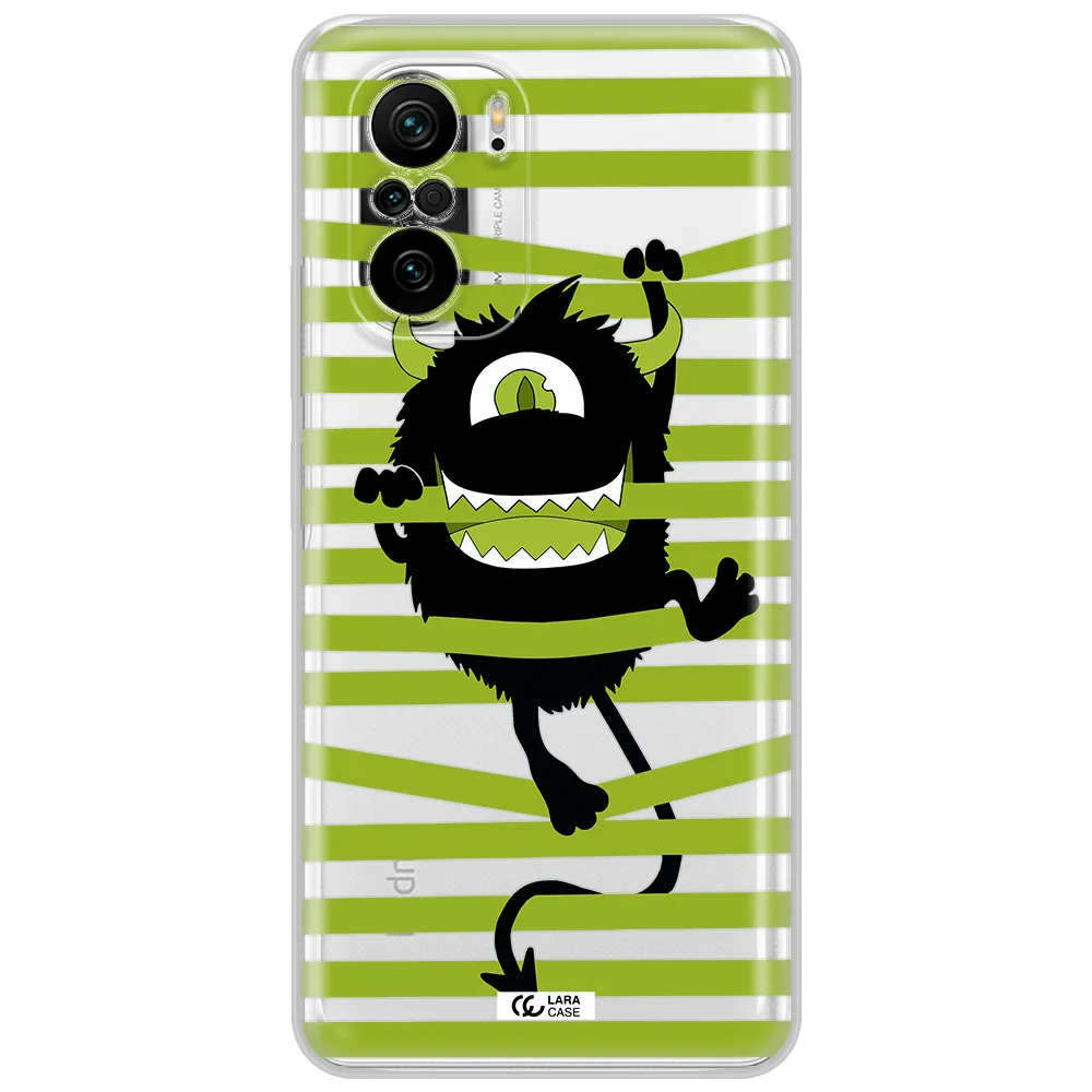 A Black Monster With Horns And Green Stripes Xiaomi Poco F3 Clear Tpu Case