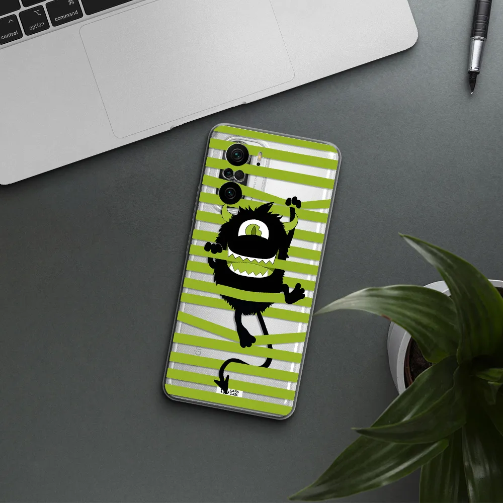 A Black Monster With Horns And Green Stripes Xiaomi Poco F3 Clear Tpu Case