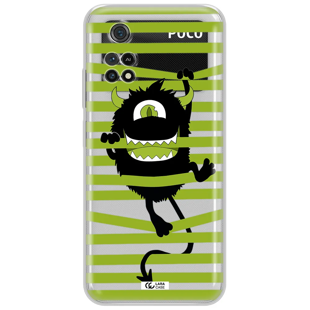 A Black Monster With Horns And Green Stripes Xiaomi Poco M4 Pro 4G Clear Tpu Case