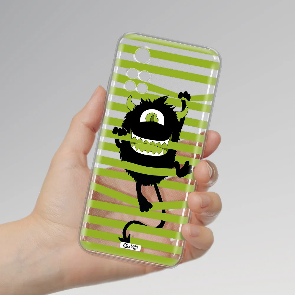 A Black Monster With Horns And Green Stripes Xiaomi Poco M4 Pro 4G Clear Tpu Case