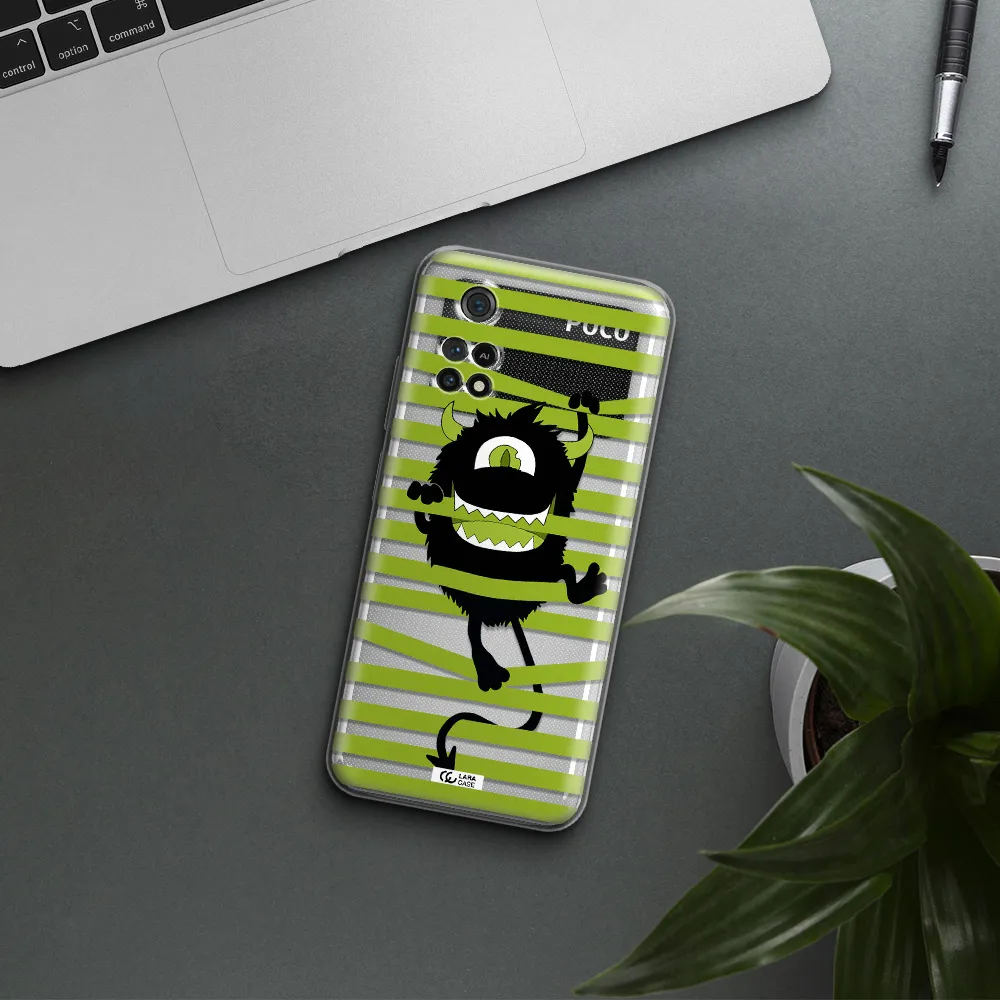 A Black Monster With Horns And Green Stripes Xiaomi Poco M4 Pro 4G Clear Tpu Case