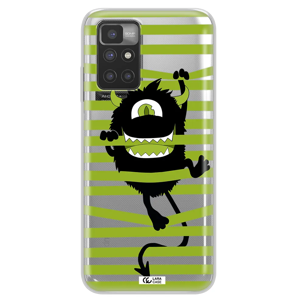 a black monster with horns and green stripes Xiaomi Redmi 10 Clear TPU Case