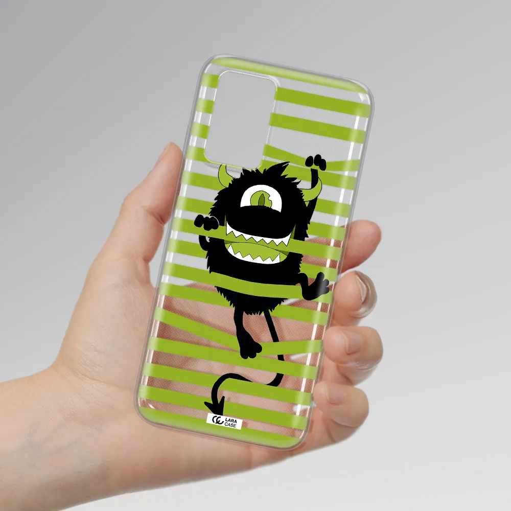 a black monster with horns and green stripes Xiaomi Redmi 10 Clear TPU Case