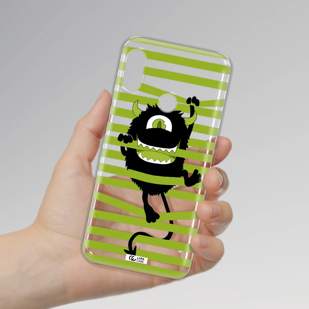 a black monster with horns and green stripes Xiaomi Redmi 6 Pro Clear TPU Case