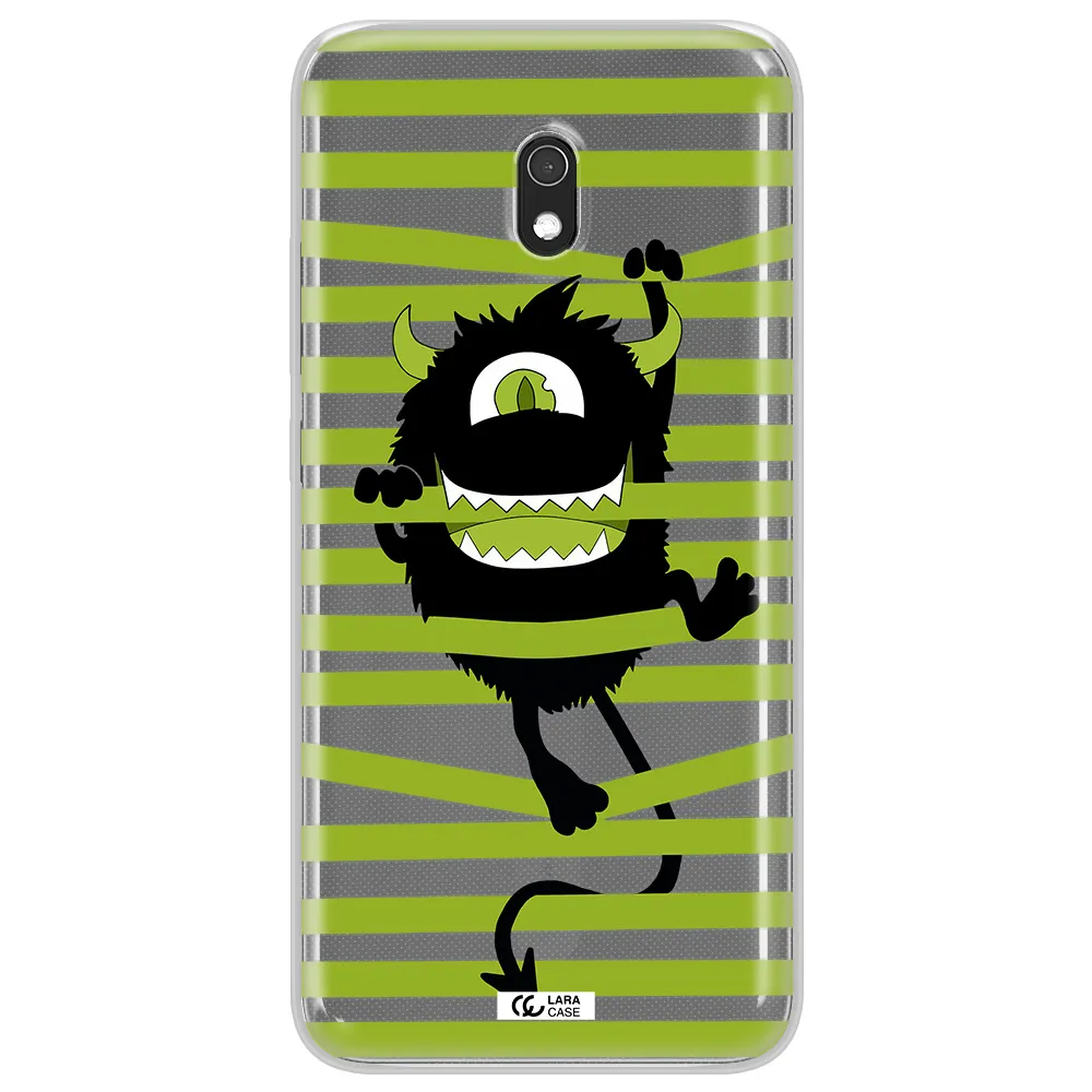 a black monster with horns and green stripes Xiaomi Redmi 8A Clear TPU Case