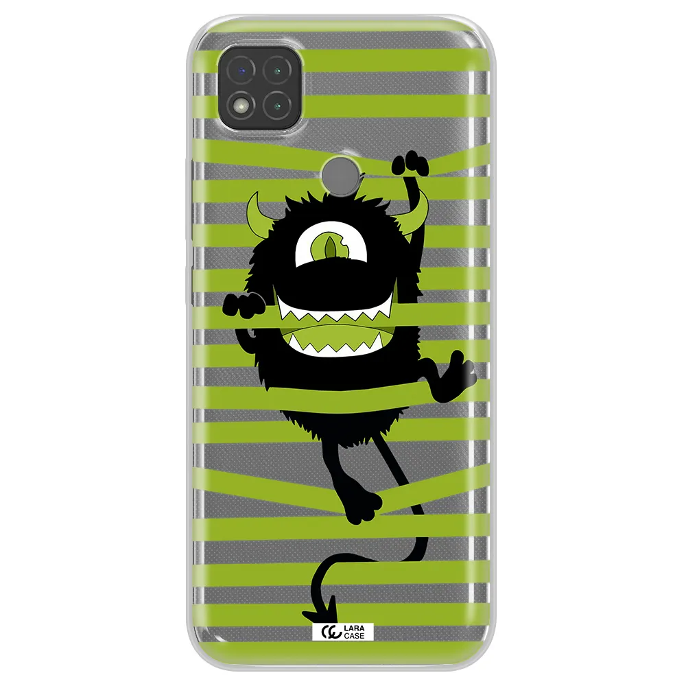a black monster with horns and green stripes Xiaomi Redmi 9C Clear TPU Case