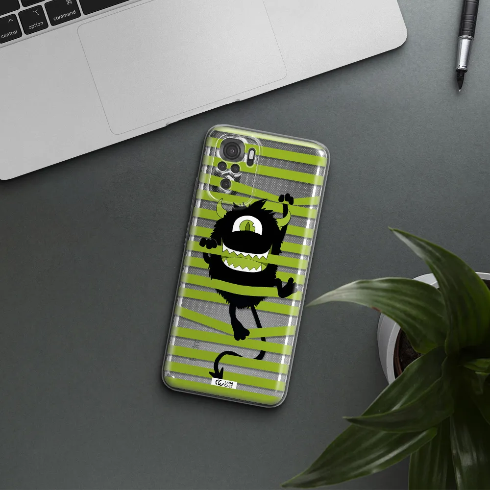 A Black Monster With Horns And Green Stripes Xiaomi Redmi Note 10S Clear Tpu Case