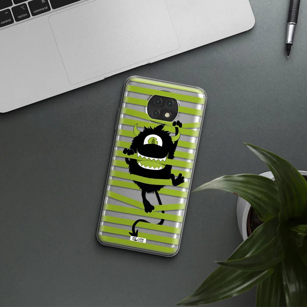 A Black Monster With Horns And Green Stripes Xiaomi Redmi Note 9T Clear Tpu Case