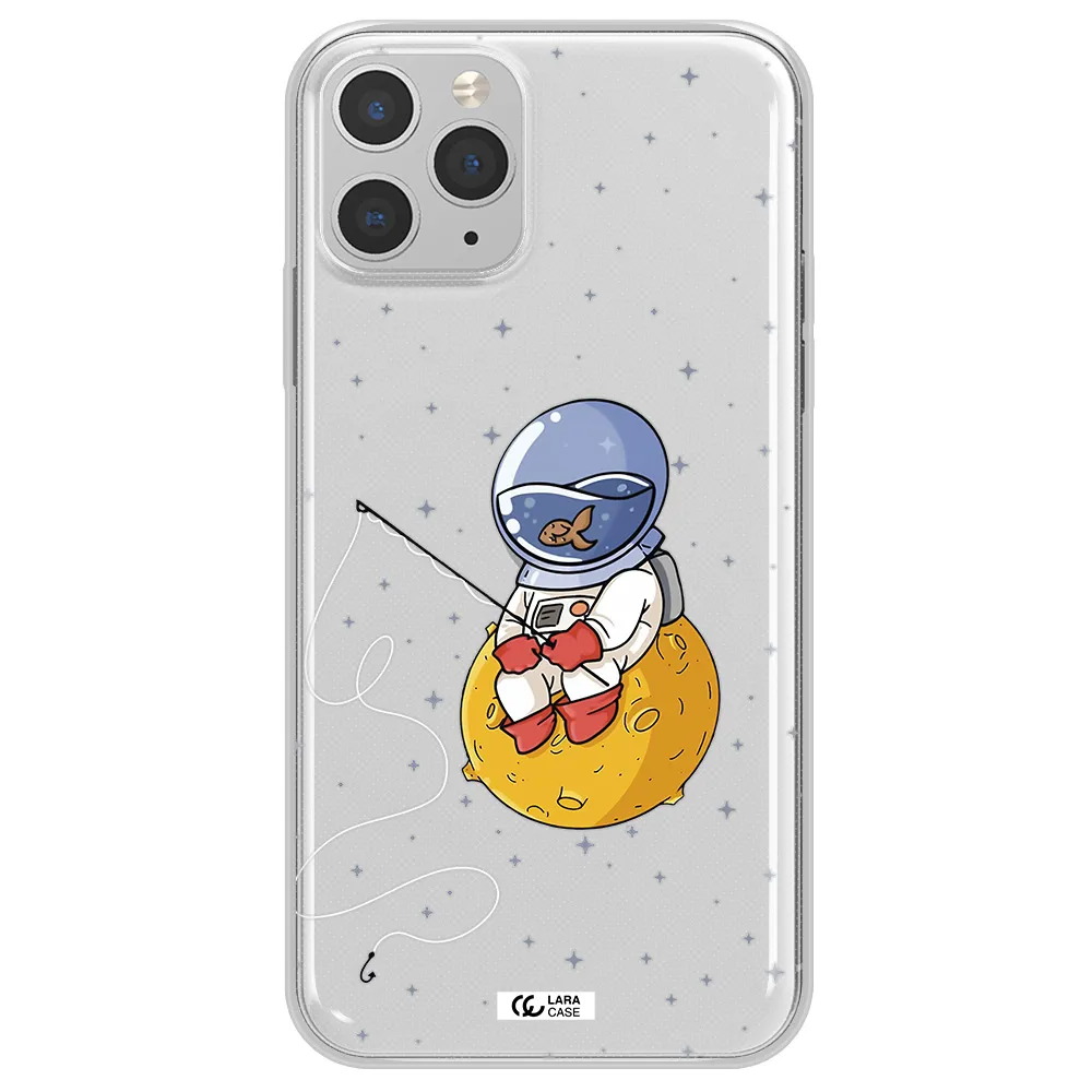 a cartoon of an astronaut sitting on a moon Apple iPhone 11 pro Clear TPU Case