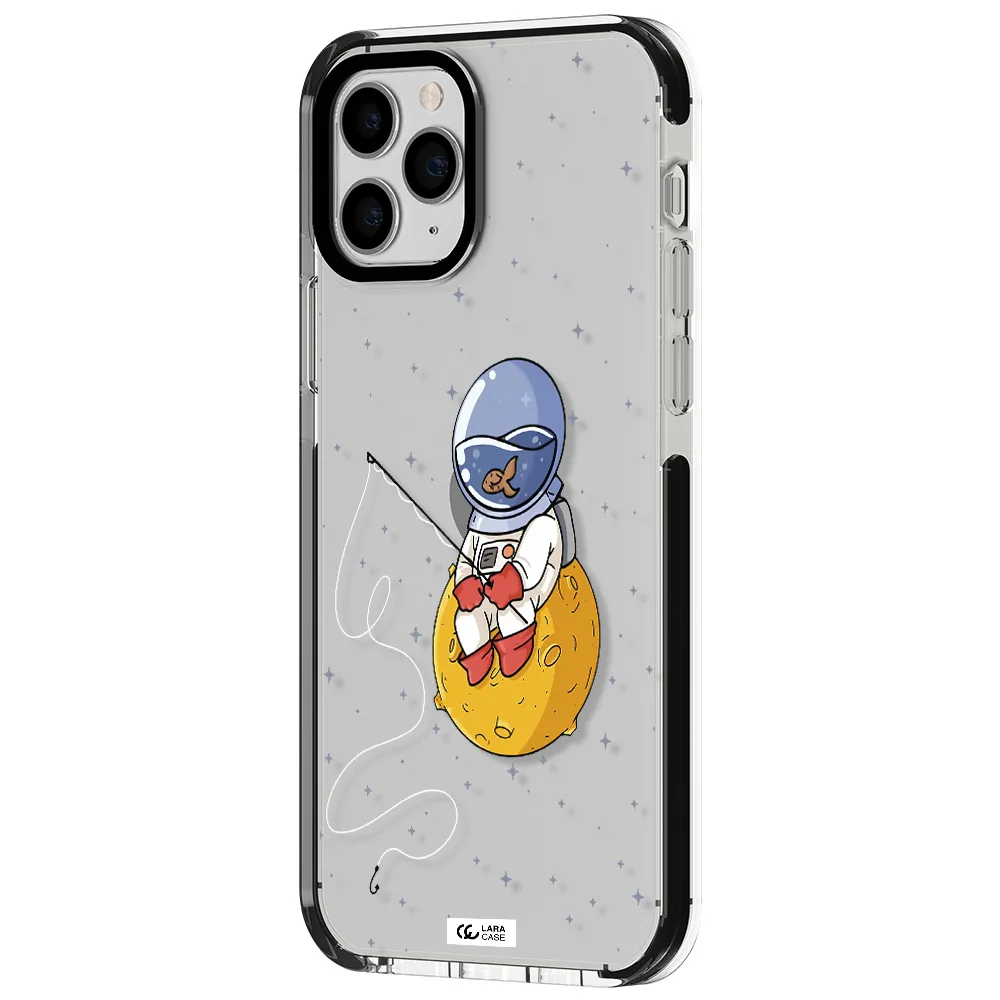 a cartoon of an astronaut sitting on a moon Apple iPhone 11 pro impact black border Case