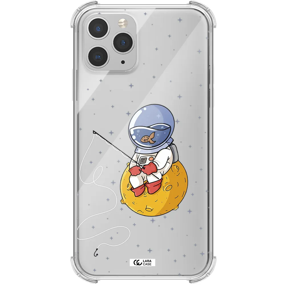 a cartoon of an astronaut sitting on a moon Apple iPhone 11 pro max Clear PC Case