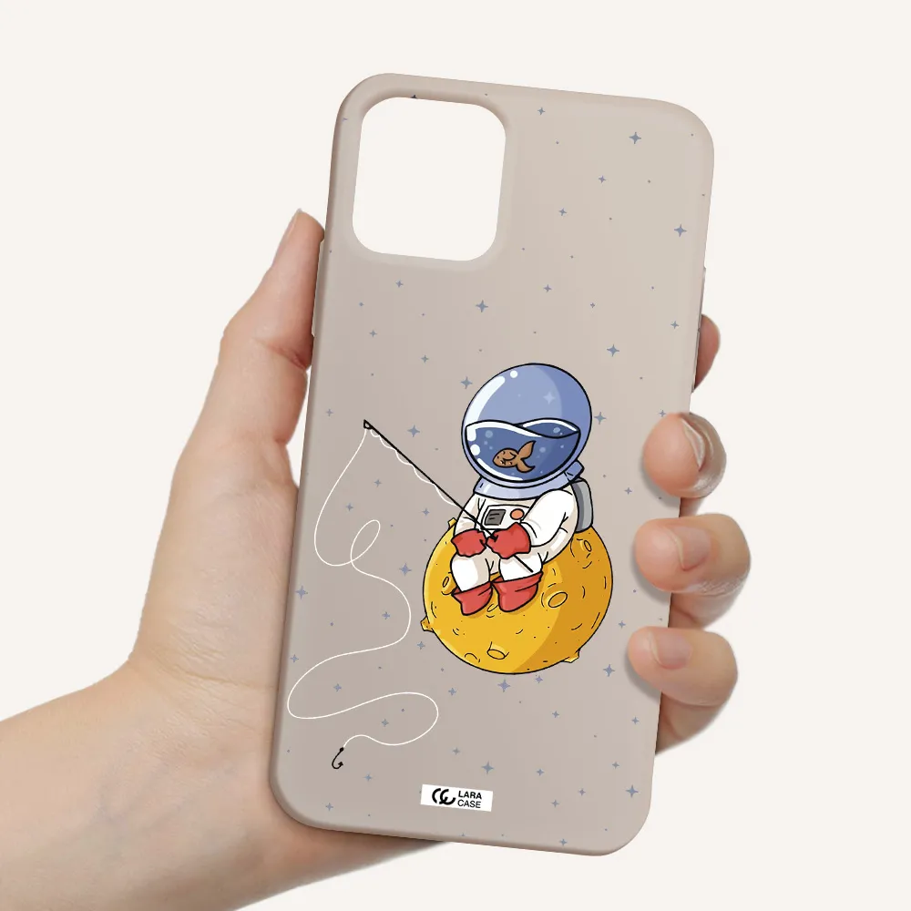 a cartoon of an astronaut sitting on a moon Apple iPhone 11 pro max Silicone Stone Case