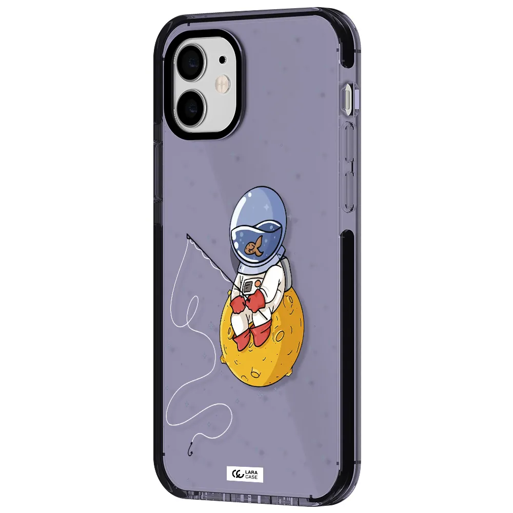 a cartoon of an astronaut sitting on a moon Apple iPhone 12 impact Lilac Case