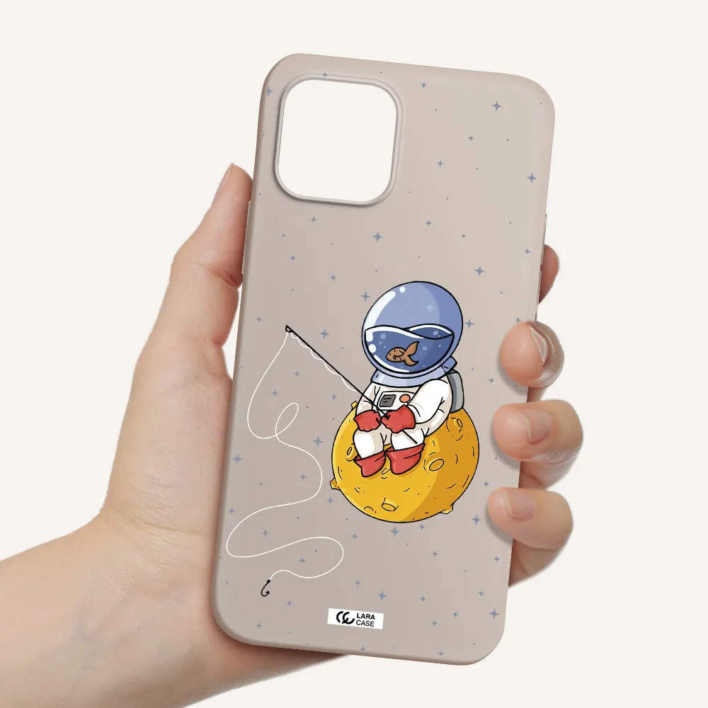 a cartoon of an astronaut sitting on a moon Apple iPhone 12 mini Silicone Stone Case