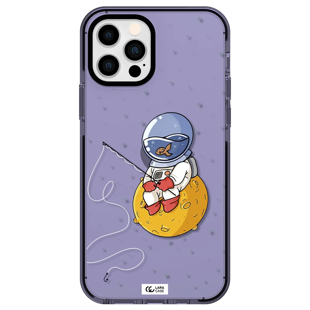 a cartoon of an astronaut sitting on a moon Apple iPhone 12 pro impact Lilac Case