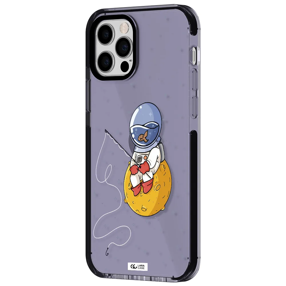 a cartoon of an astronaut sitting on a moon Apple iPhone 12 pro impact Lilac Case